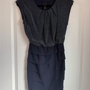 Enfocus Studio Gray and Blue Sheath Mini Dress
